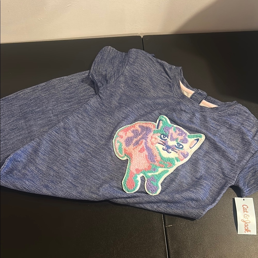 Cat & Jack Blue Kids dress with Colorful Cat Design